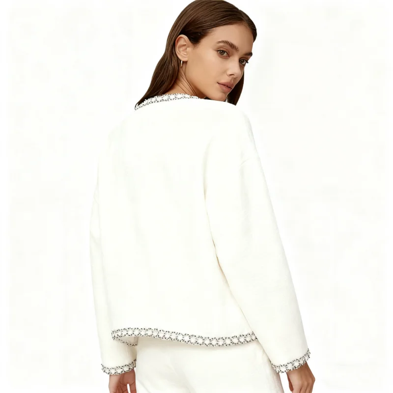 Autumn Knitted Cardigan Winter French Chic Style Solid Color Button Sweater Jacket with Pockets Elegant Coat Fashion Clothing