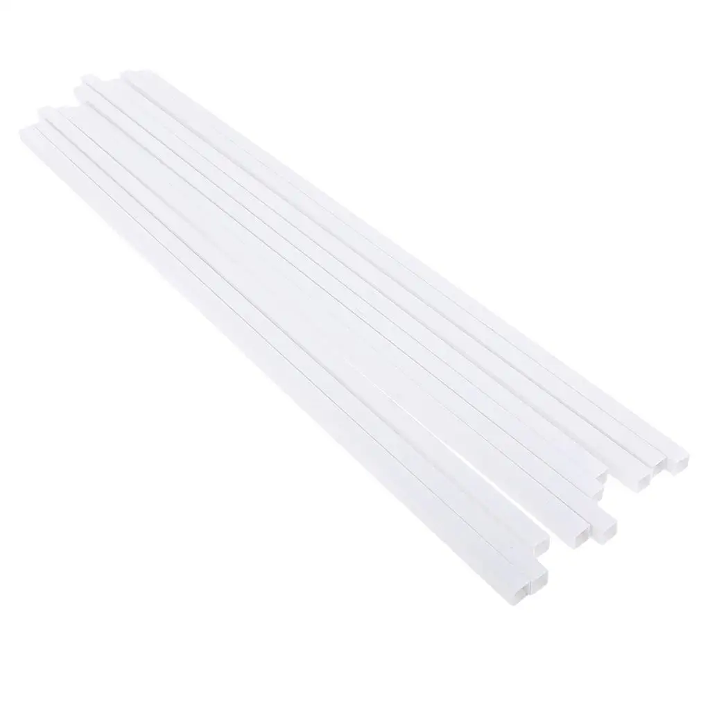 10 stuks plastic witte vierkante buis staafstok voor architectuurmodellen maken