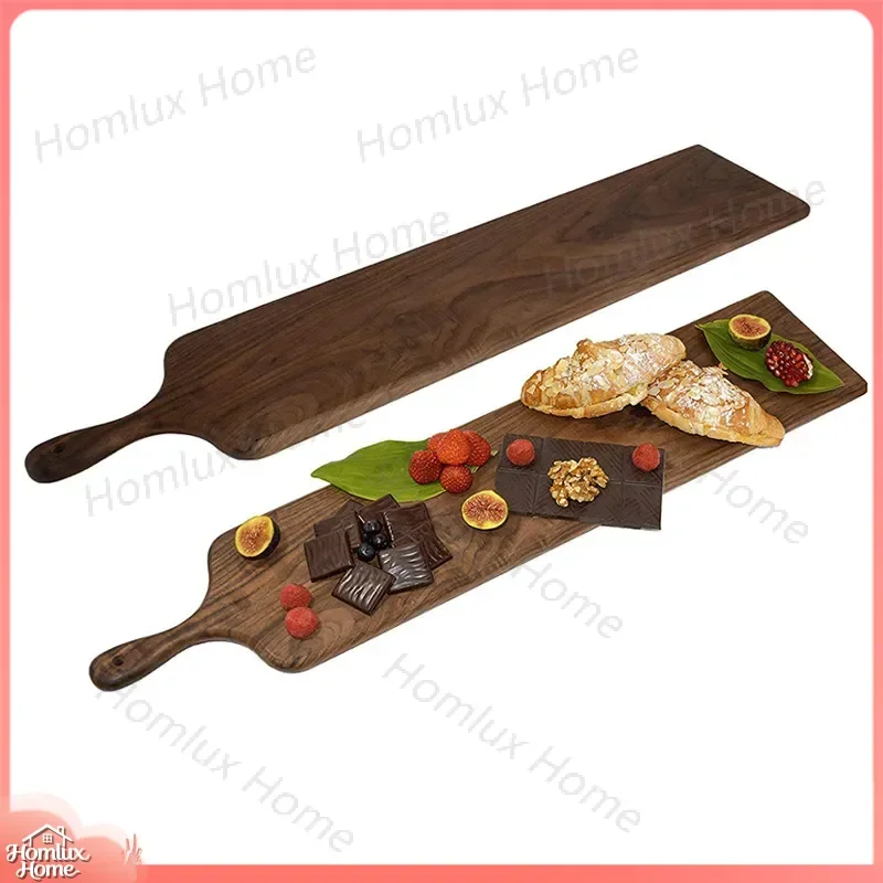 Japanese Style Walnut Wood Cheese Board Cutting Board for Sushi Bread Fruit Serving Hangable Kitchen Board Large Wooden