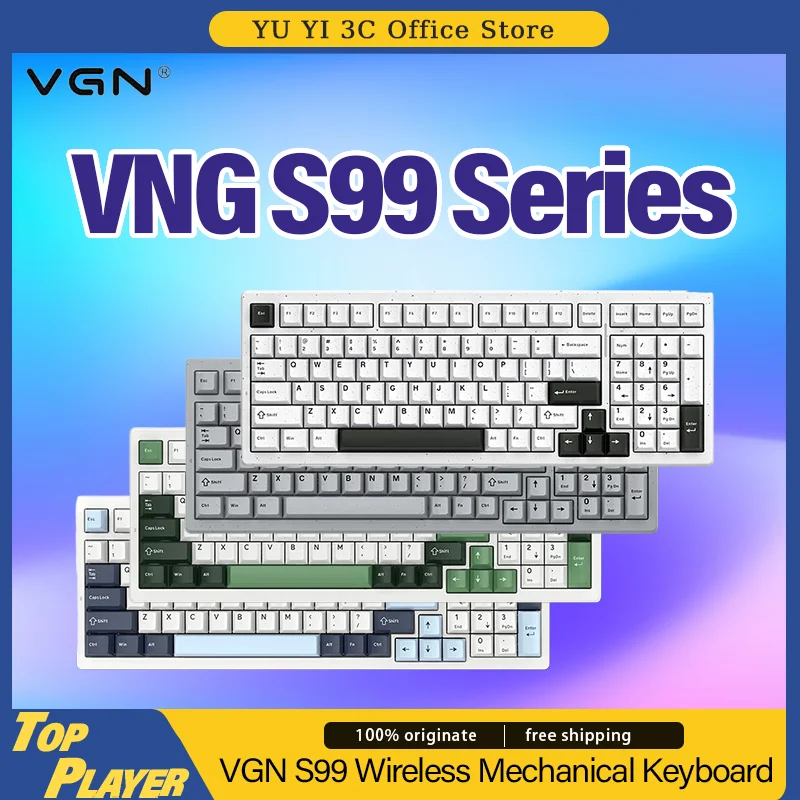 

VGN S99 Series Mechanical Keyboard 2.4G BT Three Modes Wireless Customized Hot Swappable Switch Dynamic RGB Backlit 99 Keys