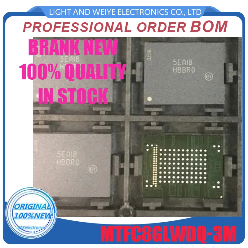 HBBR0 HBBRO MTFC8GLWDQ-3M AIT Z ذاكرة فلاش eMMC V4.51 NAND 8GB 100-Ball LBGA