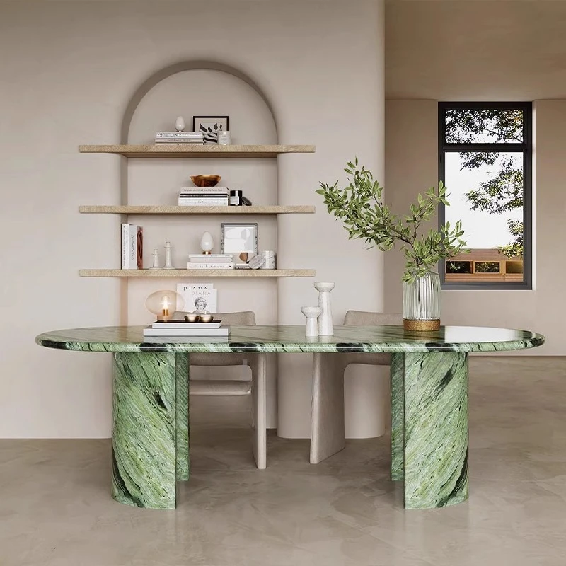 Light luxury high-end natural marble luxury stone dining table eating table