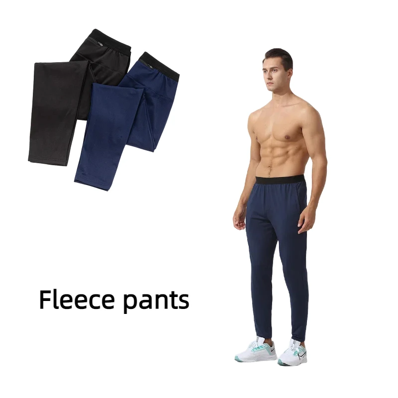 Calça esportiva forrada de lã masculina, calça de treino casual em corrida, bolso para cintura traseira, outono e inverno, ginástica ao ar livre