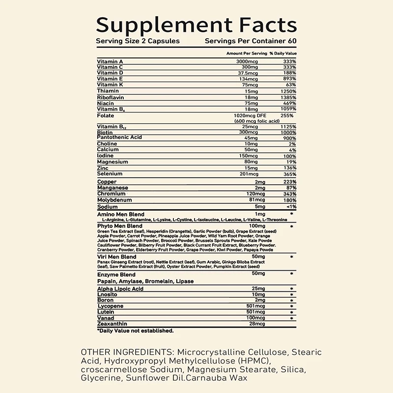 Opti-Men - Vitamin C, Zinc and Vitamins D, E, B12, Daily Multivitamin Supplement for Men for Immune Support - 120 Capsules