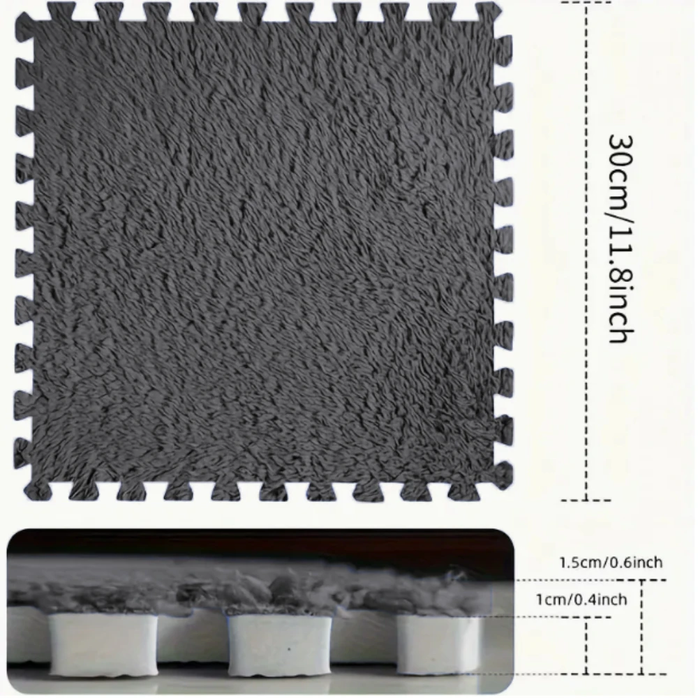 10/20 Piece Interlocking Plush Floor Mat Thickened Soft EVA Foam Carpet Tile Fluffy Carpet Suitable for Bedrooms Living Rooms