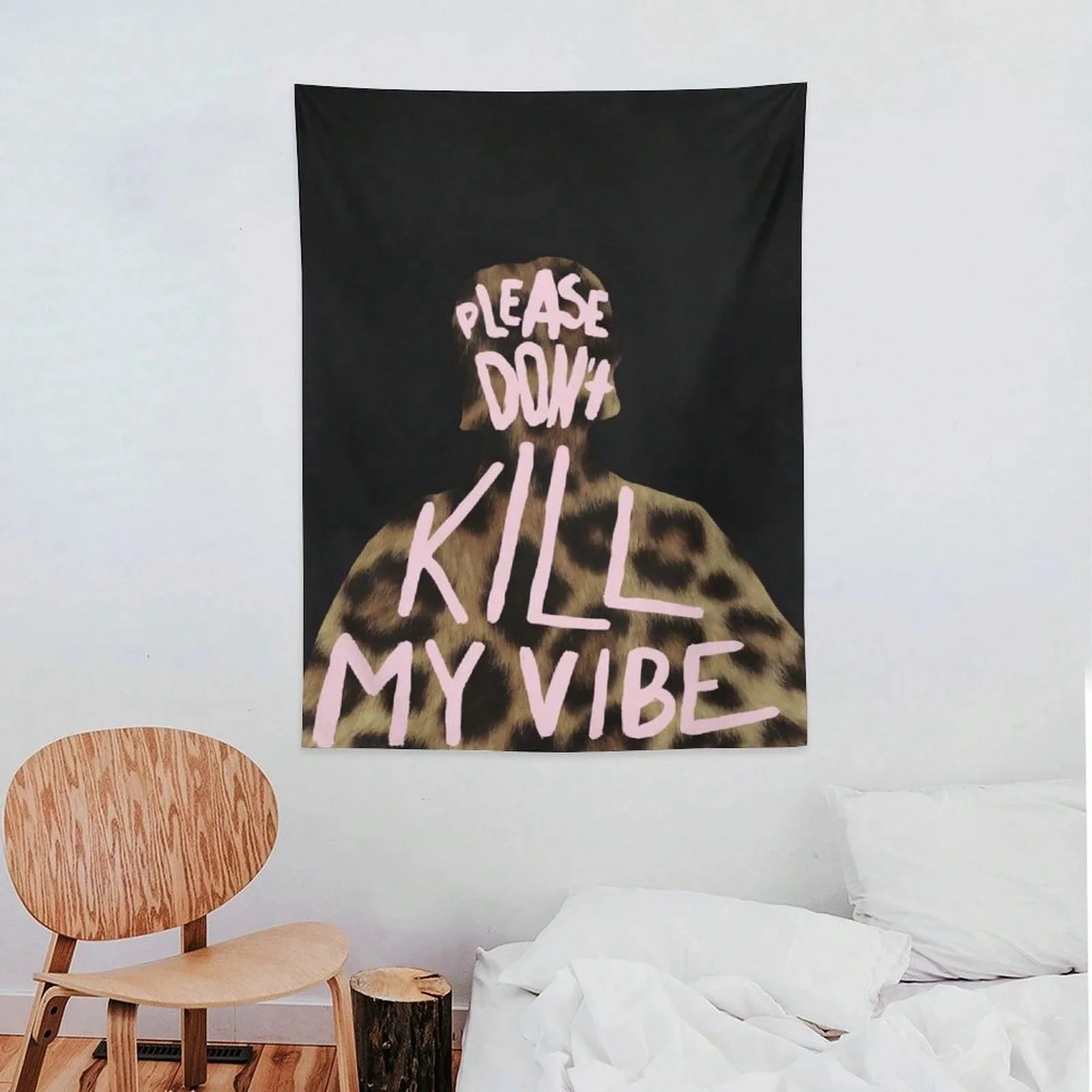 1pc Please Don't Kill My Vibe Leopard Print Tapestry 2D Printed Wall Hanging for Bedroom Living Room Home Wall Art Decor Gift