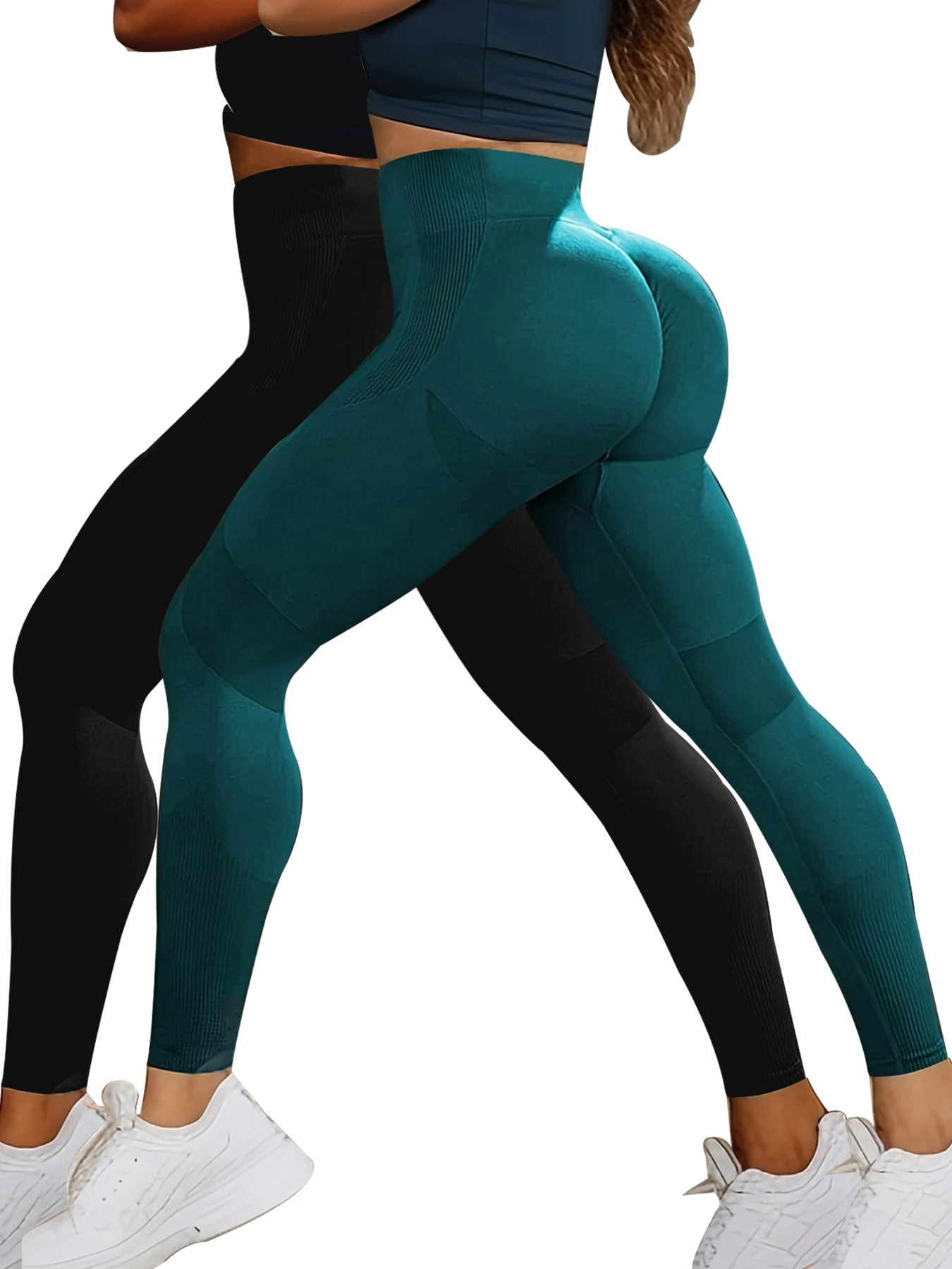 

2Pcs Seamless High Waist Yoga Leggings Women Scrunch Butt Lifting Workout Gym Fitness Pants