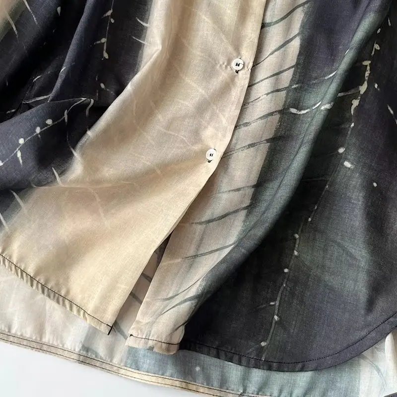 Withered 2024 French Fashion Ladies Elegant Flowing Vintage Print Shirts Spring Autumn Casual Shirt Women Tops Blouse