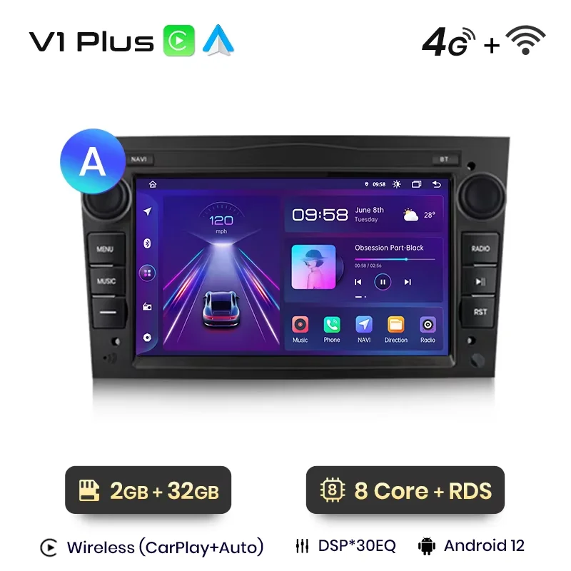 Junsun 7 Inch Universal Car Radio for Opel Astra H J Vectra Vauxhall Antara Zafira Corsa C D Vivaro Meriva CarPlay Android Auto
