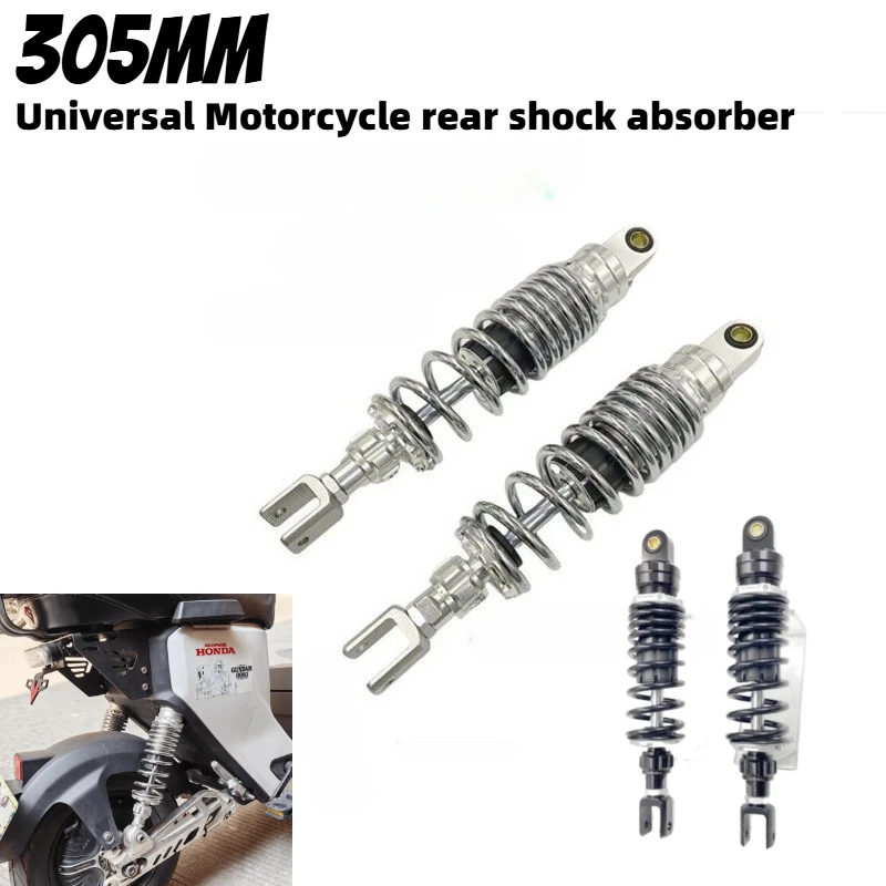 

Universal 305mm Motorcycle Rear Damping Adjust Shock Absorber for Honda Yamaha Kawasaki Suzuki Rear Suspension Black/silvery
