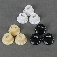 FLEOR 3pcs Top Hat 2T1V 24-Splines Knobs Imperial Electric Guitar Knobs 24-Tooth Volume Tone Control Nylon Guitar Parts