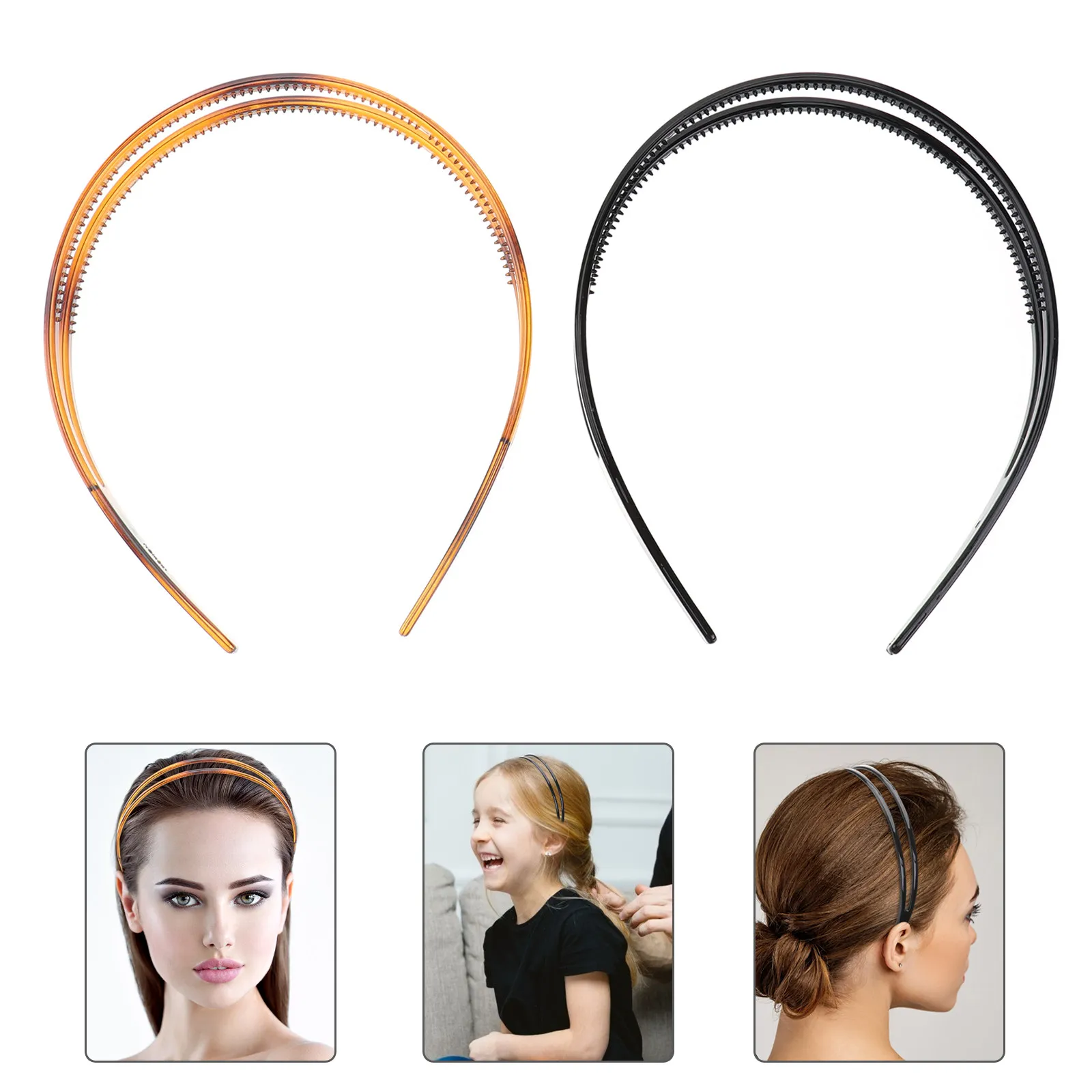 2Pcs Anti-Slip Hair Hoop Chic Toothed Headband Hair Accessories for Women Engagement Party Women Headband