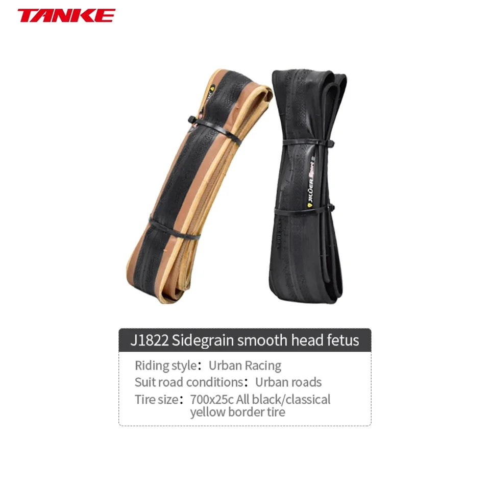 TANKE Road Bike Tire 700X28C/700X25C 60TPI Black and yellow edges