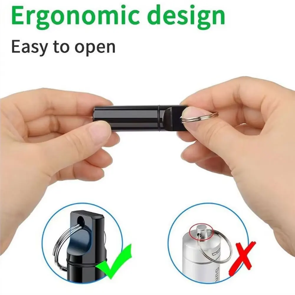 Small Pocket Pill Box Keychain, Portable Mini Pill Organizer, Waterproof Pill Box Cases with Sealed Storage, Flat Head