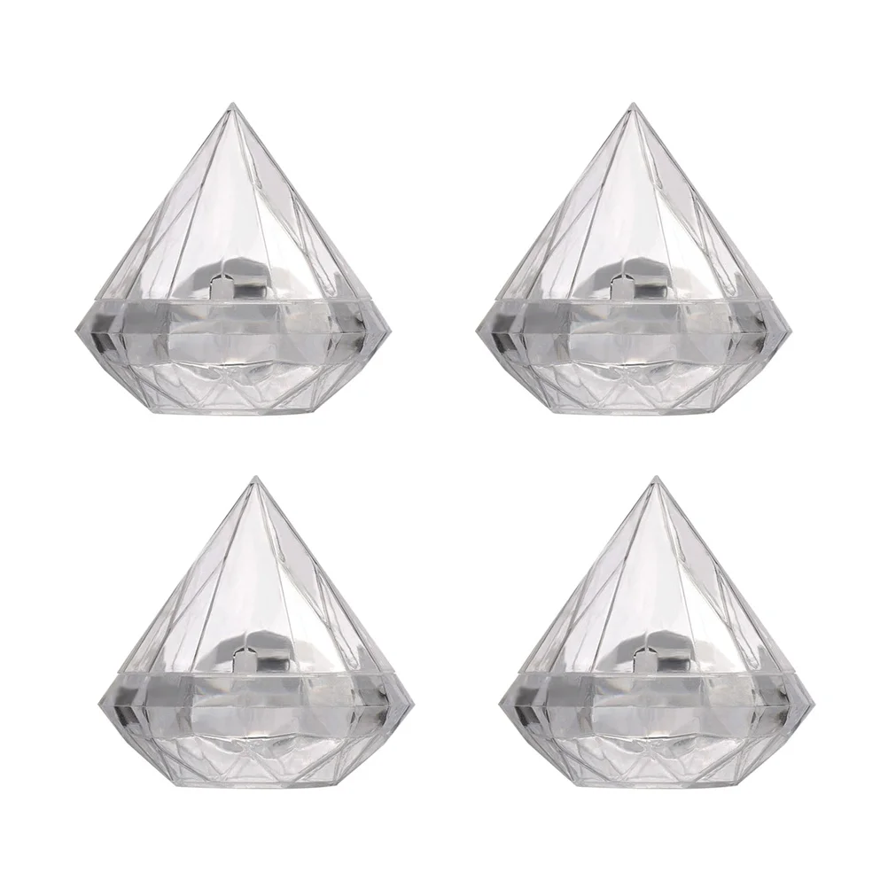 

6Pcs Wedding Favor Boxes Diamond Shaped Plastic Candy Containers Transparent Party Decoration Ornament Storage for Cosmetics