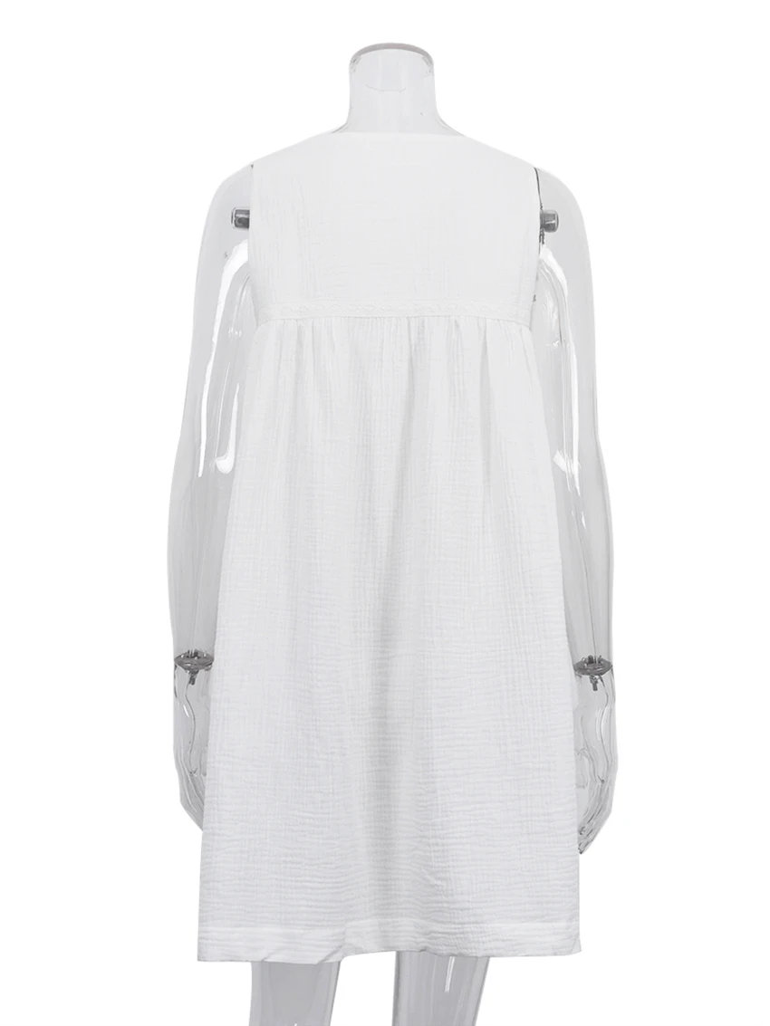 Marthaqiqi New Summer Female Nightgowns Sexy Backless Sleepwear O-Neck Nightwear Casual Mini Dress Loose Home Clothes For Women