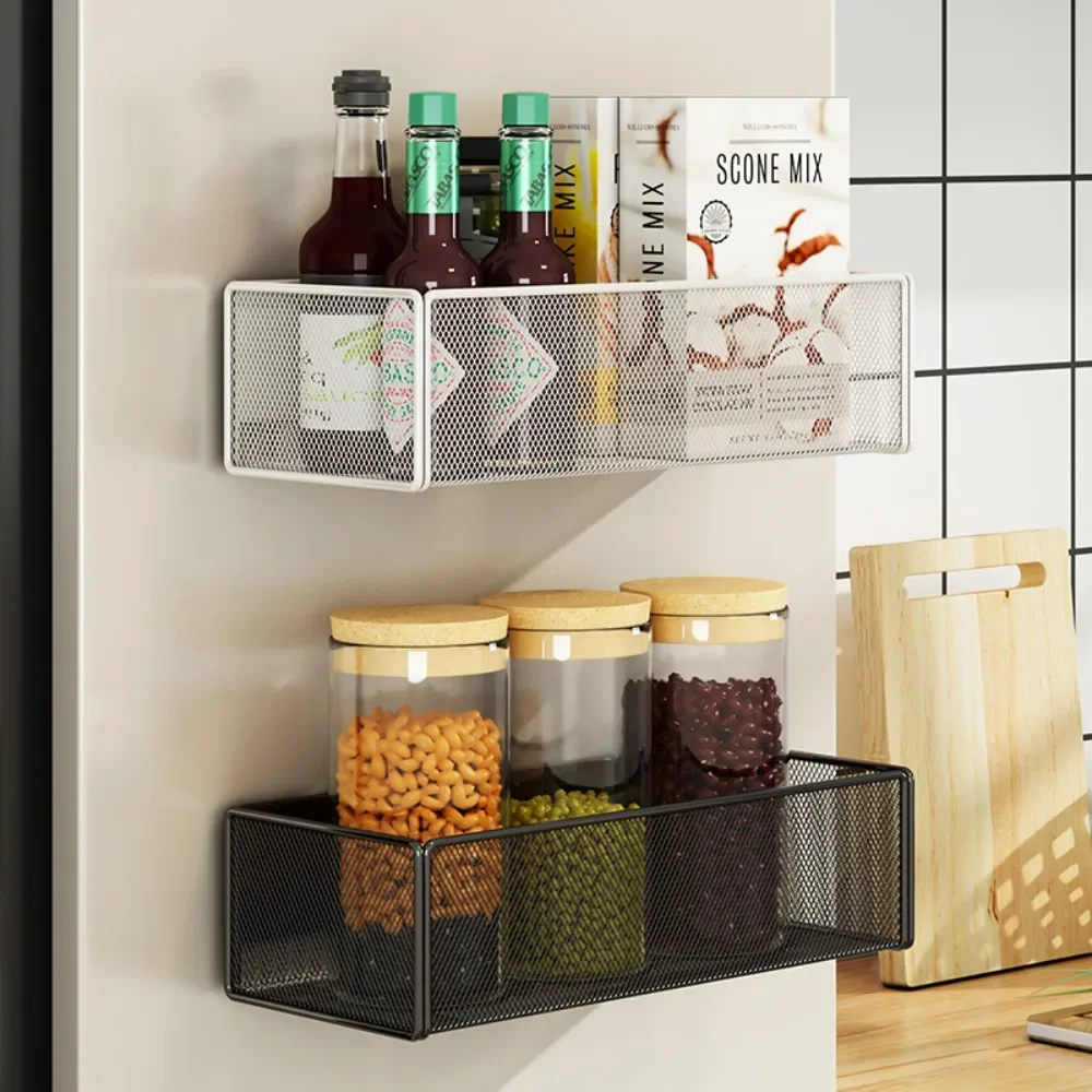 Cesta colgante de pared para el hogar, estante magnético lateral para refrigerador, cocina, cesta colgante no perforada impermeable y a prueba de herrumbre
