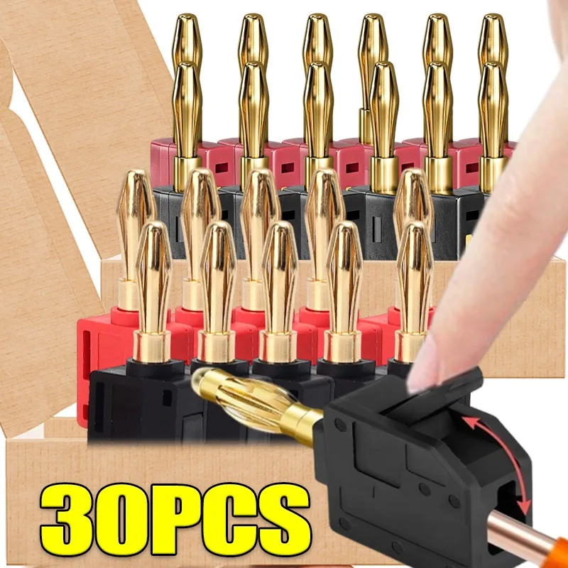 

4mm 32A No Solder Banana Plug Quick Wiring Plugs Audio Music Speaker Banana Connectors Terminals Power Testing Instrument Plug