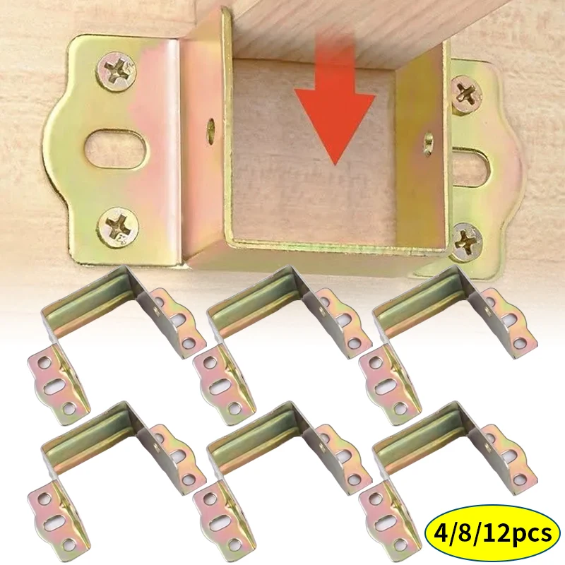 4/8/12pcs Bed Frame Bracket, U-Shaped Corner Support Frame, Bed Beam Bracket, Hardware Accessories, Bed Board Fixing