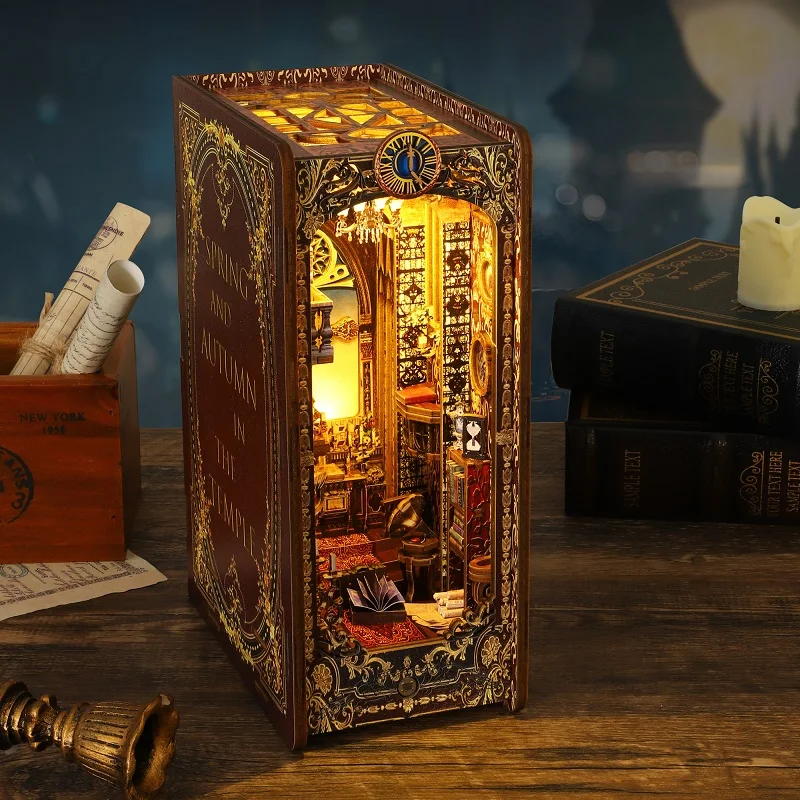 

DIY книжный уголок, миниатюрный комплект дома, вставка, модель кукольного домика, комплект для сборки кукольного дома, деревянная книжная полка, игрушки для рождественских подарков ﻿