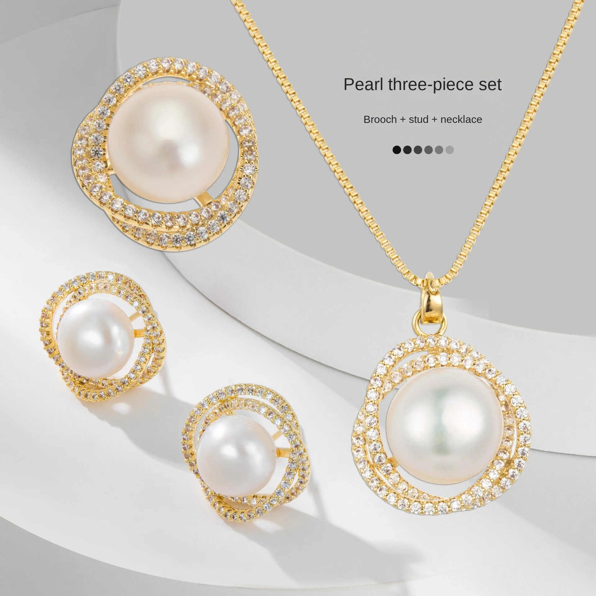 Bird's Nest freshwater pearl earrings Fashion elegant brooch new personality fashion necklace suit jacket accessories set