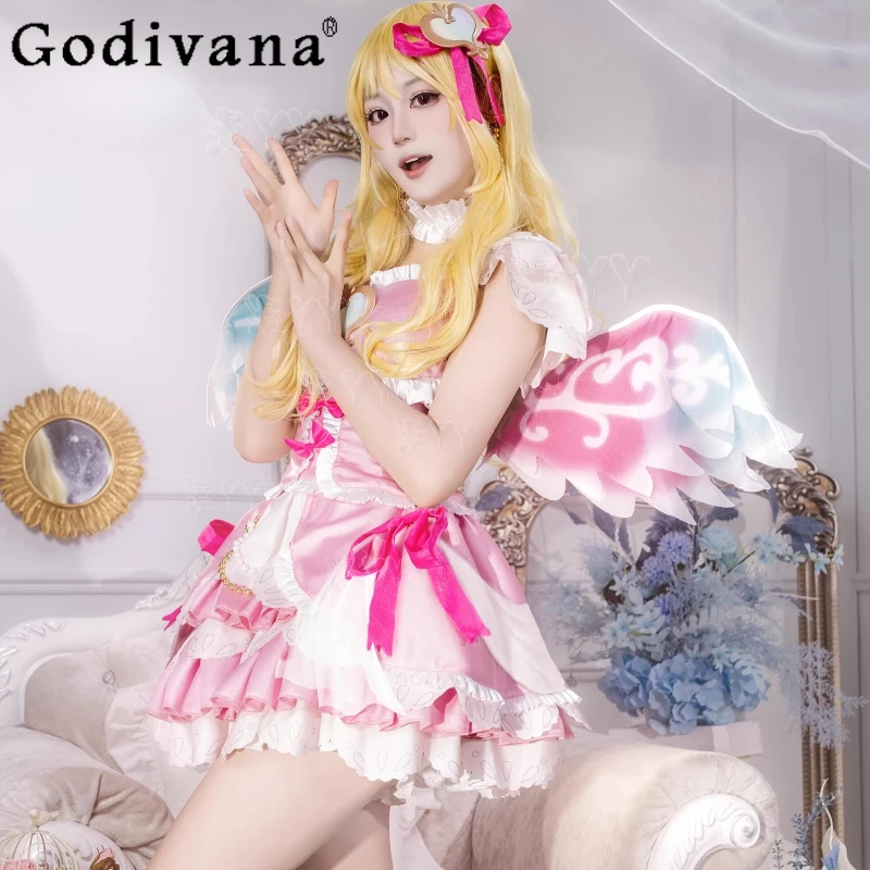 Hoshimiya تأثيري أنيمي تنورة مجموعة المرأة الحلو لوليتا زي تنورة مع أجنحة ل Hallowmeens الإناث عيد الميلاد لعب الأدوار الدعاوى