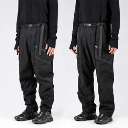 Renne LUSION 22SS tasca con cerniera pantaloni elastici impermeabili TACTICAL MOLLE SYSTEM BLACK CARGO PANT TECHWEAR abbigliamento da lavoro STREETWEAR