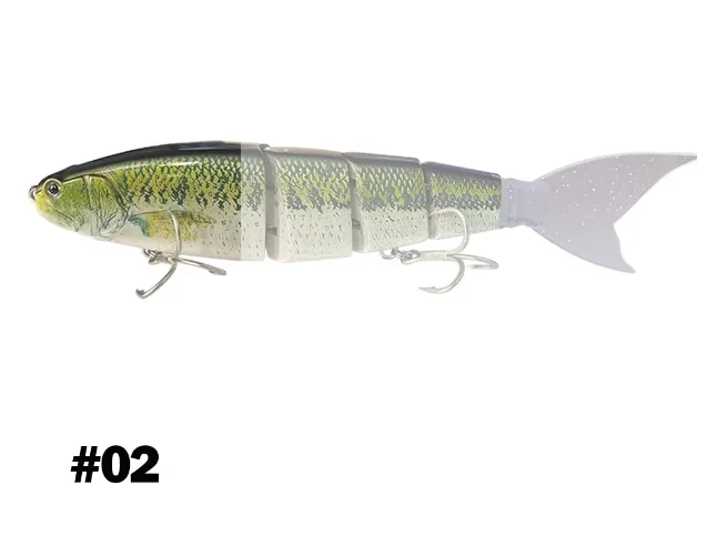 Long throw biomimetic multi section fish with four soft tails, 105g large size