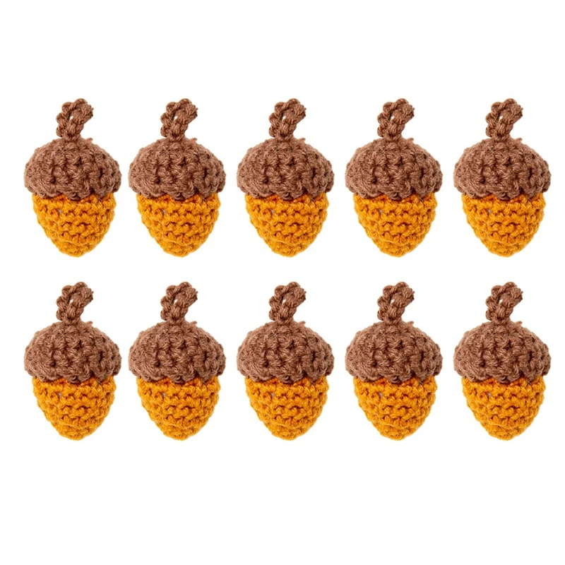 10Pcs Handmade Yarn Crochet Pine Cones Acorns For DIY Keychain Bag Pendant Clothing Parts Accessories