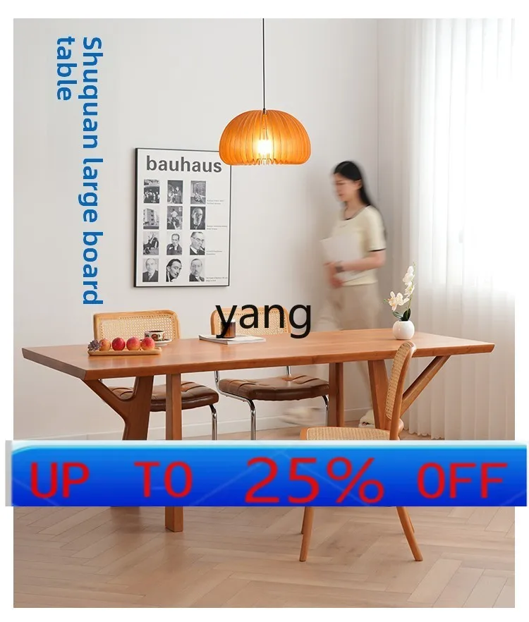 LMM solid wood large board table Nordic cherry wood log Japanese style desk long table super thick workbench
