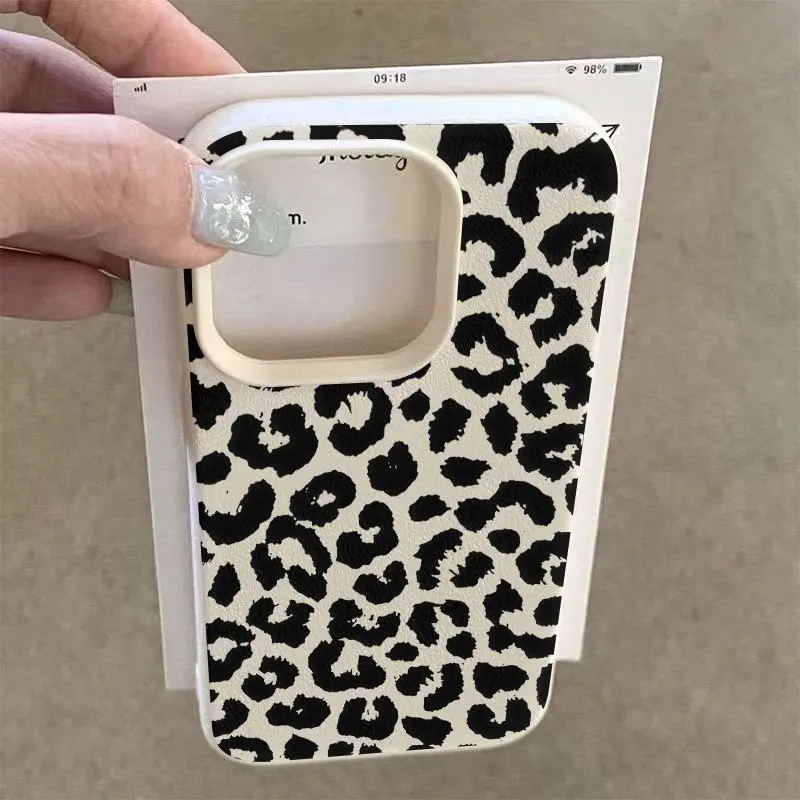 أسود ليوبارد طباعة العصرية قضية الهاتف آيفون 17 16 15 14 13 12 11 برو ماكس غطاء سيليكون آيفون XS X XR 7 16 زائد Fundas