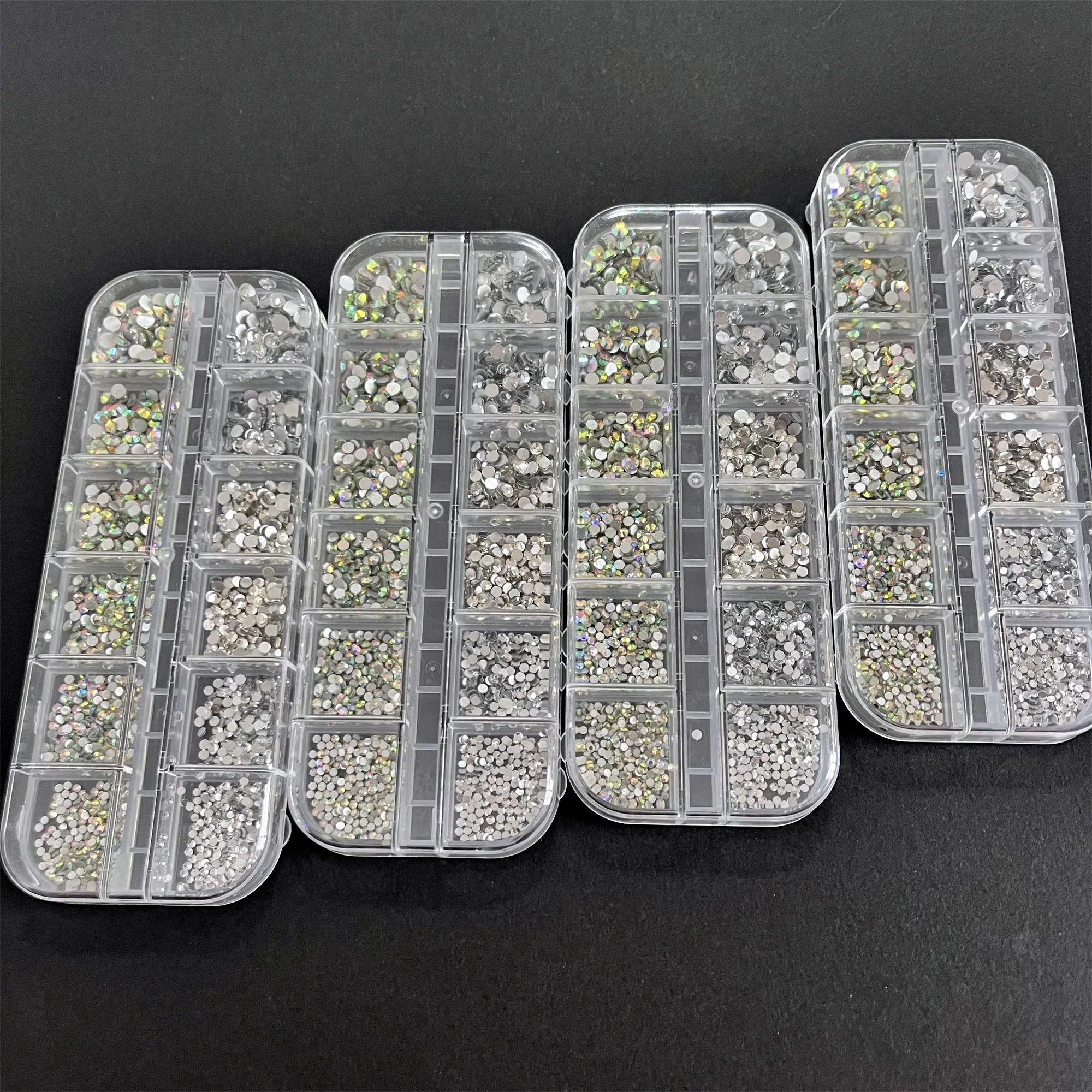 1Set 3D Glass Nail Art Decoration Accessories Rhinestone 6 Different Size Nail Enhancement Clear/AB Color Nail Charms