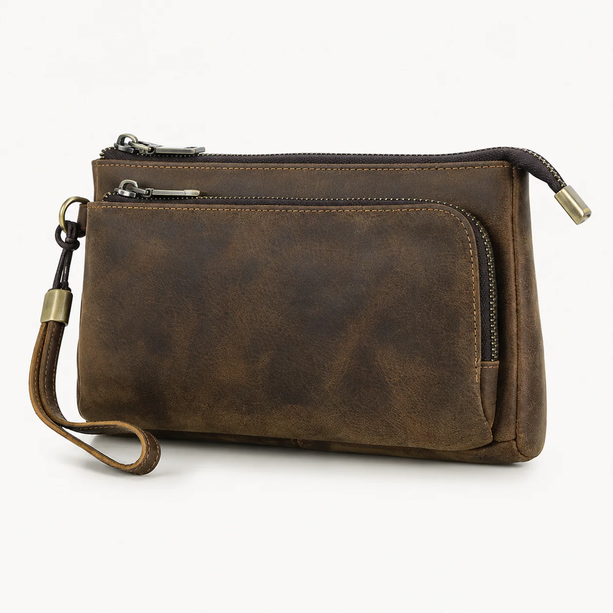 CONTACT'S Genuine Leather Clutch Bag Design Handbag Long Wallet Male Purse Travel Charge Storage Bag Cable Organizer