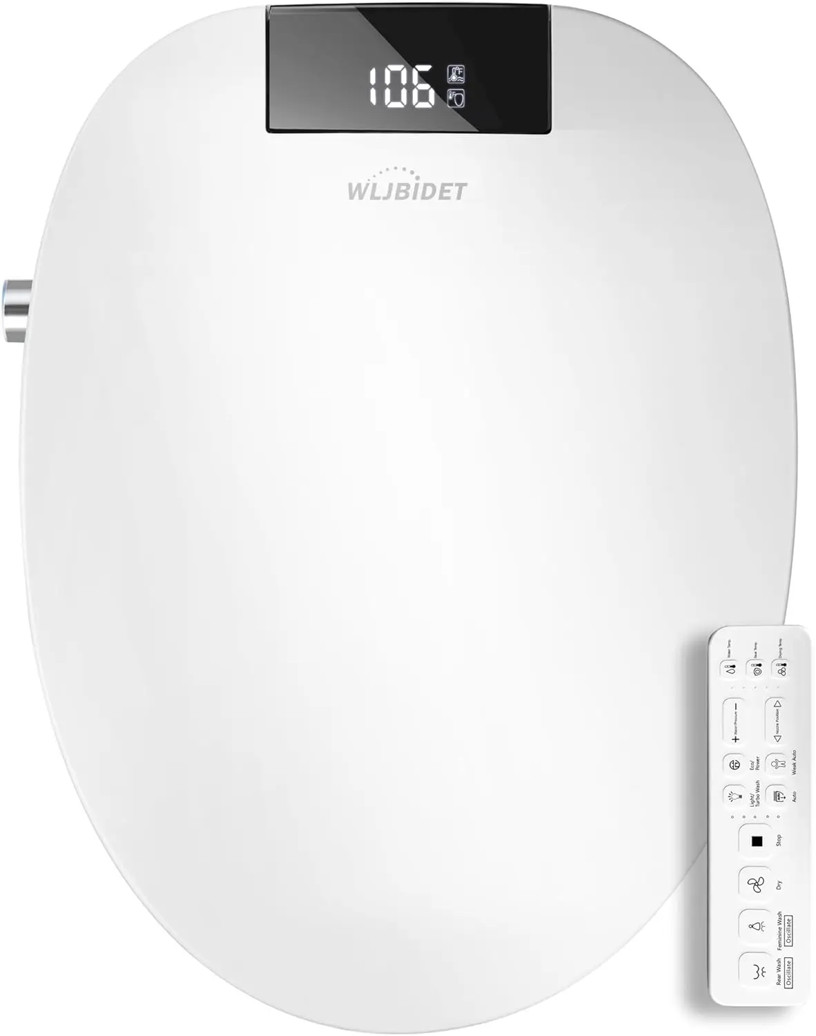 

Electronic Bidet Toilet Seat with Remote Control, Heated Warm Water Wash, Warm Air Drying, Night Light, Slow Close Lid,