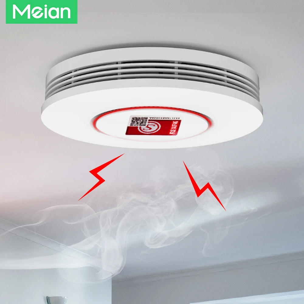 Meian-Tuya Zigbee Sensor De Fumaça Detector De Fumaça, Alarme De Incêndio, Sistema De Segurança Doméstica, Trabalho De Bombeiro Para Vida