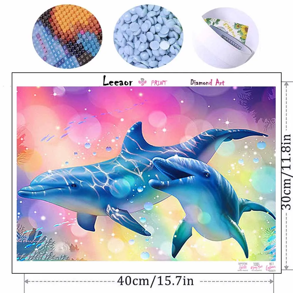 Animal  5d DIY Diamond Painting  Nieuwe Collectie 2023 Cross Stitch Kit Dolphin Pixel Art Mosaic Home Decor Mosaic Picture Hobby