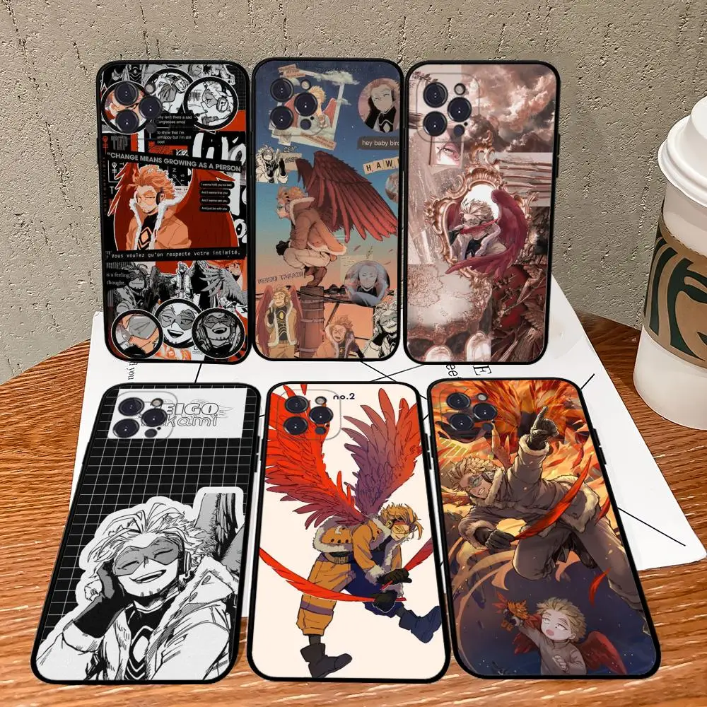 Anime MHA Hawks BNHA Phone Case For iPhone 15 14 11 12 13 Mini Pro XS Max Cover 6 7 8 Plus X XR SE 2020 Funda Shell