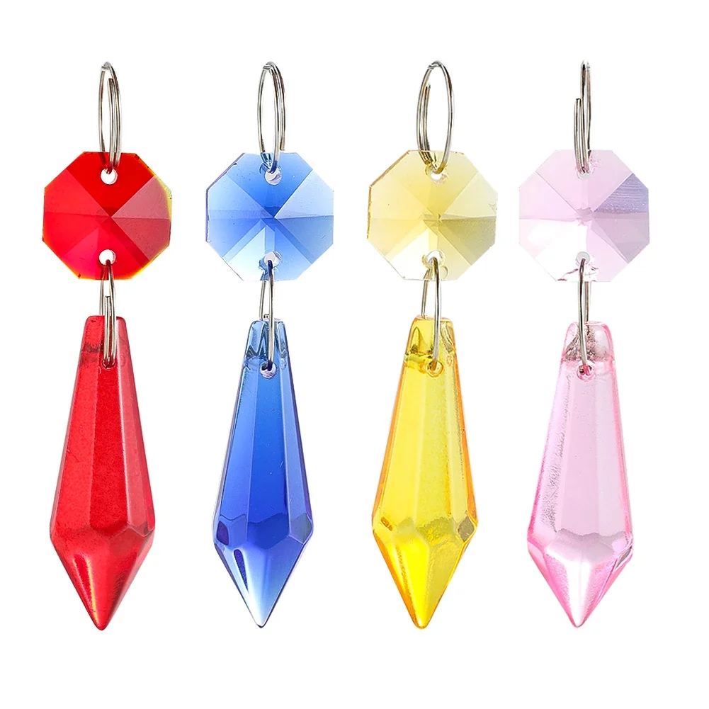 

Camal 10pcs Rainbow Maker Crystal Glass Pointed Pendant Prisms Octagon Bead Garland Suncatcher Chandelier Hanging Lamp Lighting