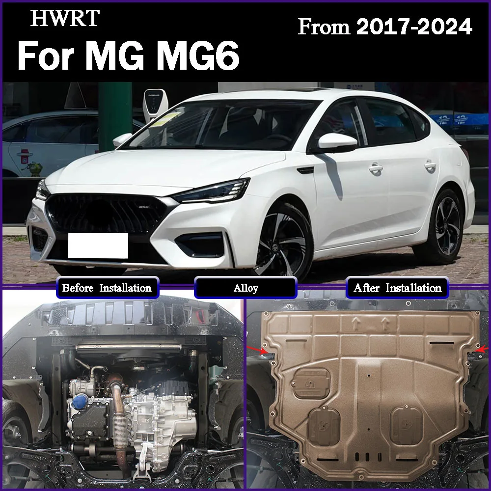 أعلى جودة أسود تحت المحرك الحرس قطعة من نسيج مجلس سبلاش درع الطين الحاجز لوحة لوحة ل MG MG6 2017-2024 1.5T