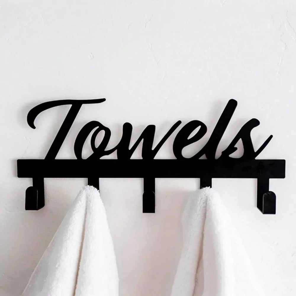 Gancho montado en la pared con letras, decoración de marca W, organizador de llaves de doble uso y perchero para sombreros, colgador de toallas montado en la pared resistente, 1 ud.
