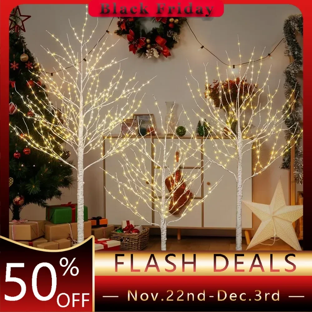 

Lit birch twigs with fairy lights 4 feet, 6 feet and 8 feet, wrap 3 warm white indoor outdoor home Christmas decorations