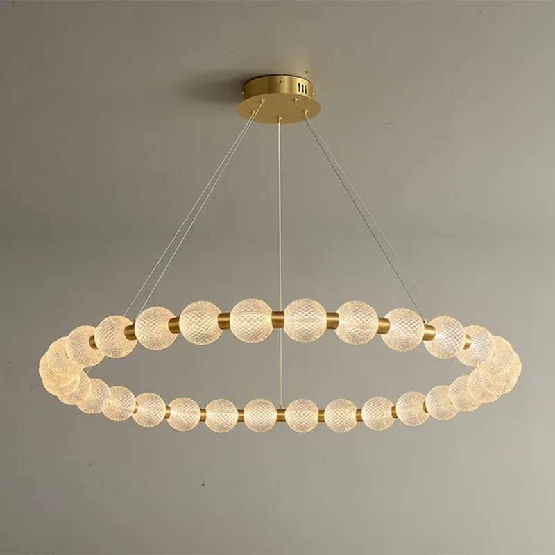 Modern Luxury Round Glass LED Ceiling Chandelier Living Room Lamp Kitchen Island Hanging Lamp Dining