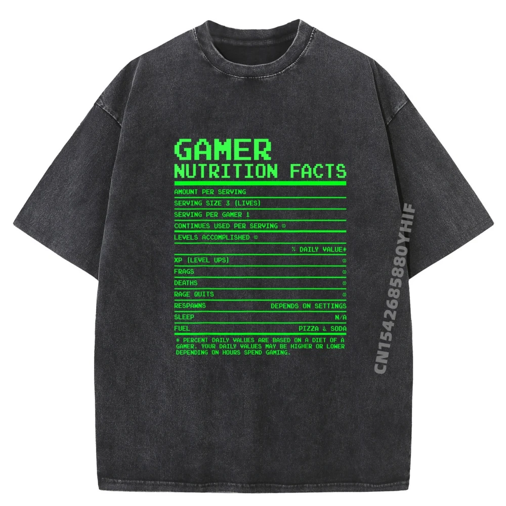 

Newest Graphic Tshirt Gamer Nutrition Facts For Teen Video Games Mens Korean Fashion Washed T Shirts For Men