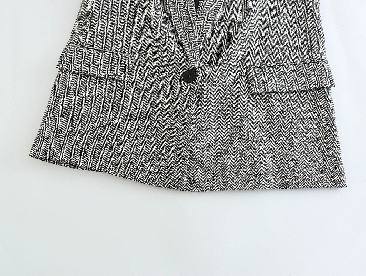 Tangada 2024 Autumn Winter Women Gray Thick Blazer Jacket Pocket Long Sleeve Female Coat PS081