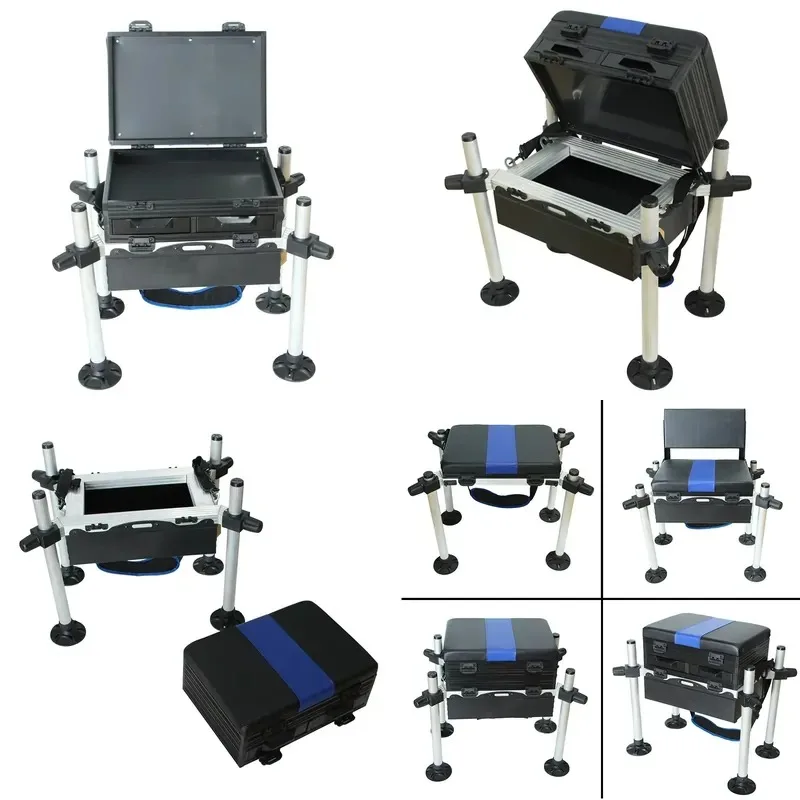 Aluminum Seat Box Portable Fishing Toolbox Multifunctional Tackle Box