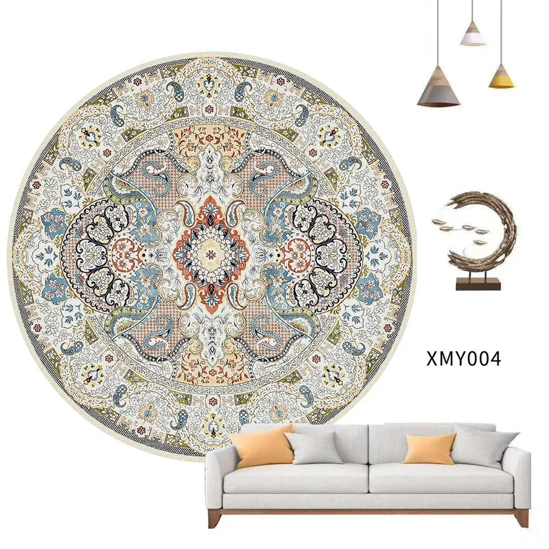 Retro American Round Carpets for Living Room Bedroom Persian Round Rug Ethnic Boho Bedside Mat Europe Vintage Chair Rug