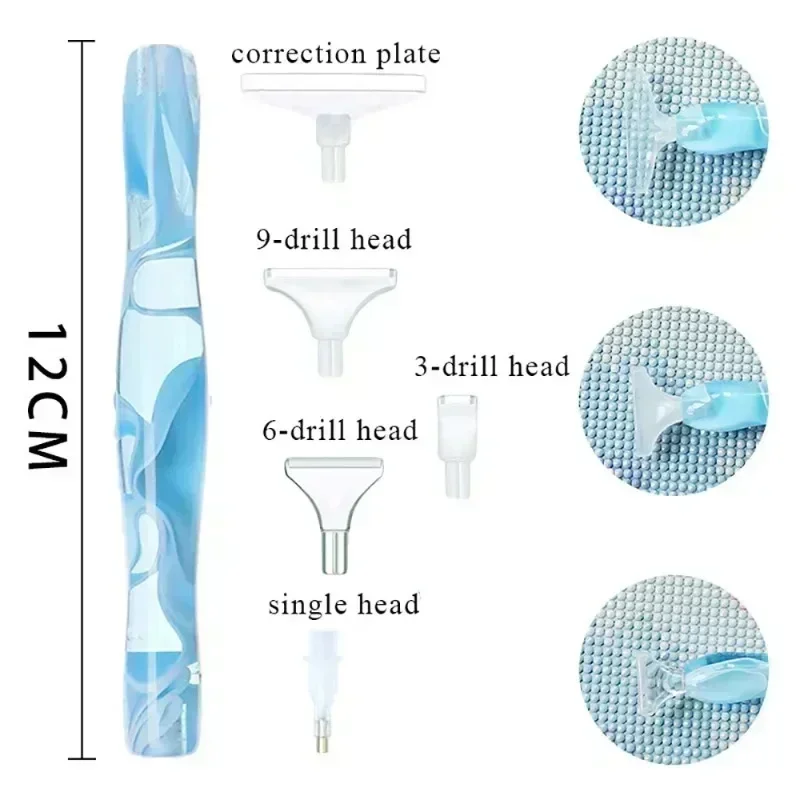 5D DIY Diamond Pen Spot Drill Pen Set Resin Diamond Embroidery Tool Accessories Multifunctional 5 Pen Head Spot Drill Tool