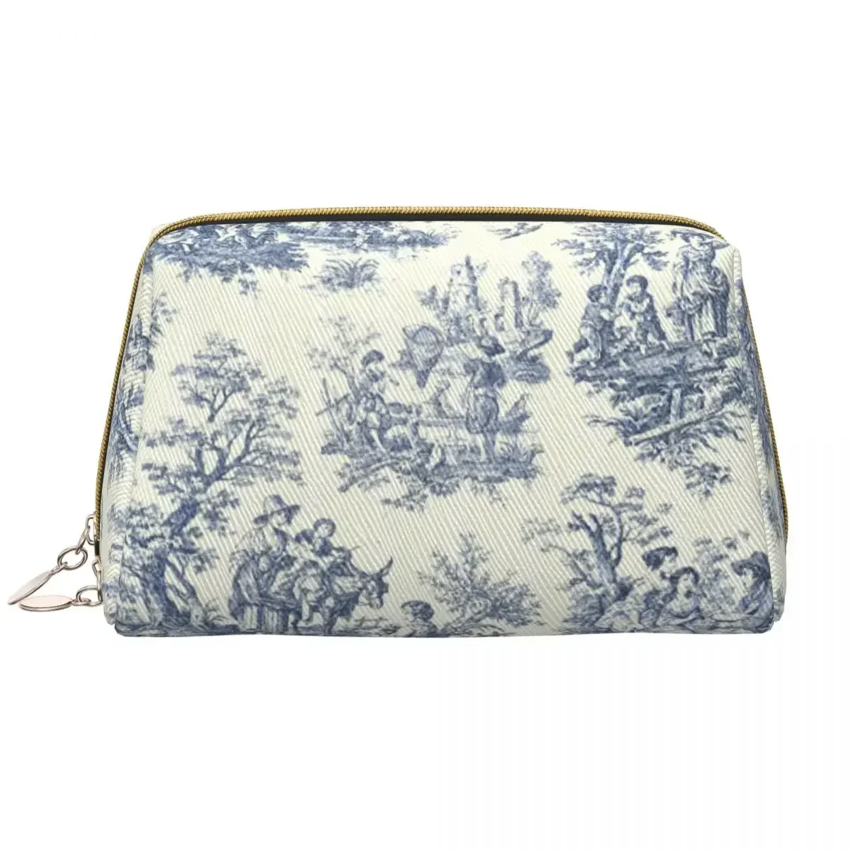 Powder Blue French Toile Picnic Designs Makeup Bag for Women Travel Cosmetic Organizer Cute Storage Toiletry Bags