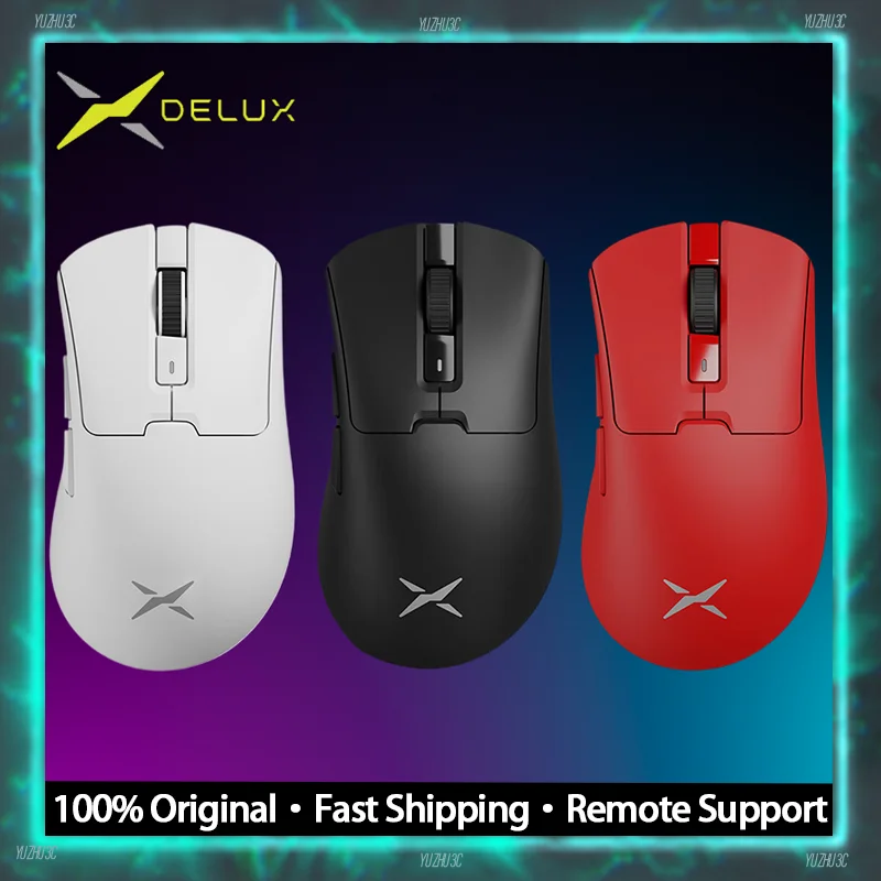 Delux M900 Pro+ Gaming Mouse E-Sport Special PAW3395 8K Polling Rate 2.4g Wireless With 8K/4K Dongle RGB Charging Base FPS Mouse