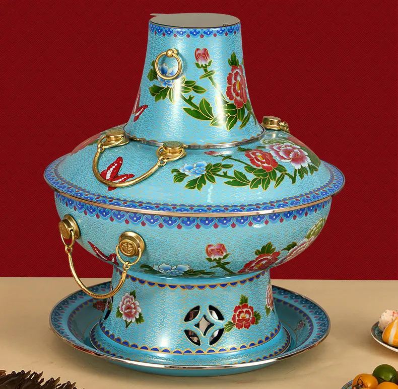 Cloisonne Copper Hot Pot Environmentally Friendly Oil Old Beijing Household Fire Boiler Mutton Split